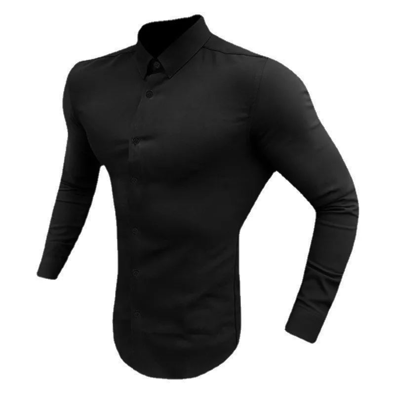 Plus Size 4XL-M High Elasticity Seamless Shirts Men Long Sleeve